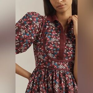 Maeve Puff-Sleeve Collared Mini Dress | Anthropologie